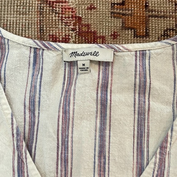 Madewell | Agency Tie-Front Button Top in Sarasota Stripe Medium - Picture 7 of 10